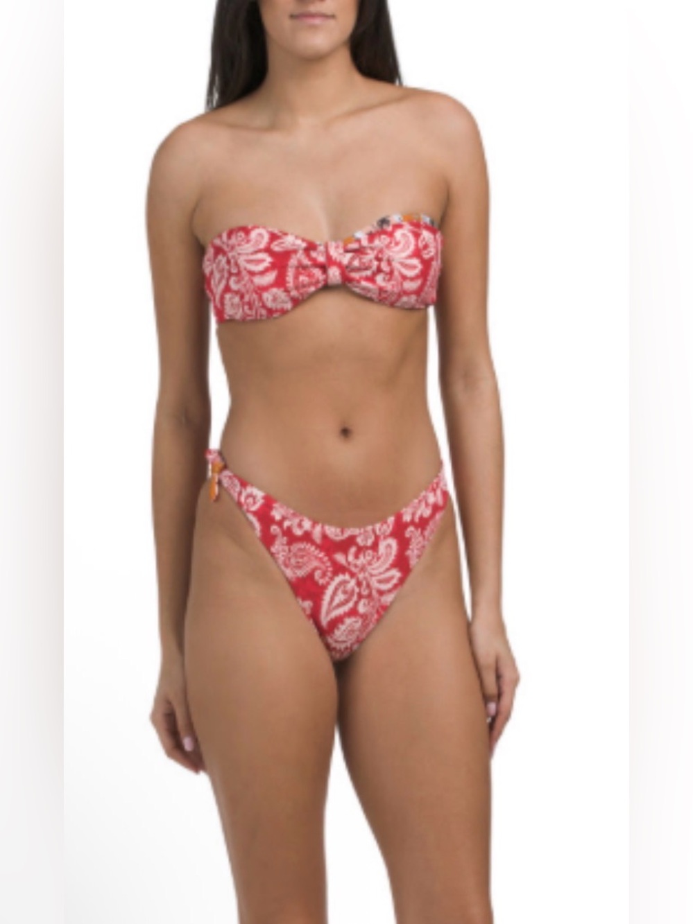 NWT- VACANCY CO 2 Pc Reversible Moana Paisley & Postcard Strapless Bikini Set